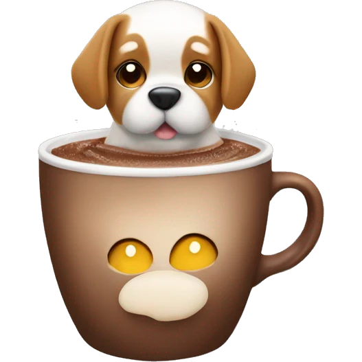 create an emoji of a cute dog in a hot chocolate cup  emoji