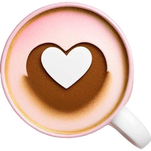 blush pink coffee cup with heart-shaped foam art on top emoji