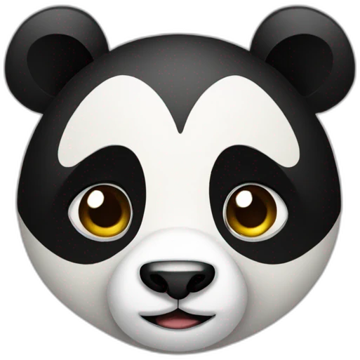 Serious panda with heart emoji