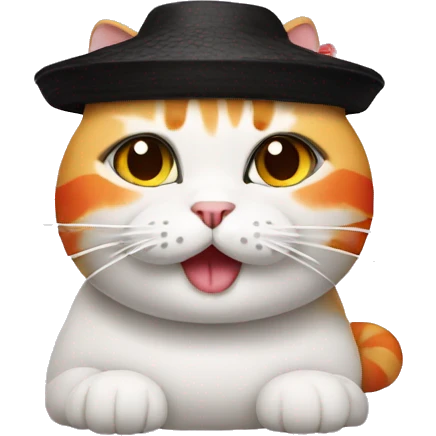 cat wearing a hat made out of sushi emoji