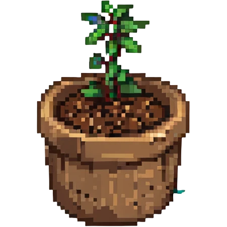 A small pot with a seedling sticking out of the soil emoji