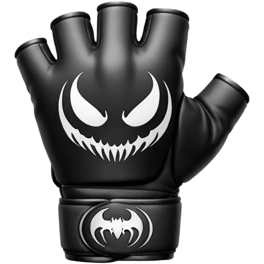 MMA Venom glove object icon, black fingerless fighting glove, glossy venom texture cartoon, mobile game icon style, centered, soft shadow, clean background. Black and white color scheme, venom symbiote style. emoji
