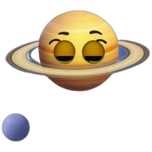 planet Saturn with a cartoon smiling face with sunglasses emoji