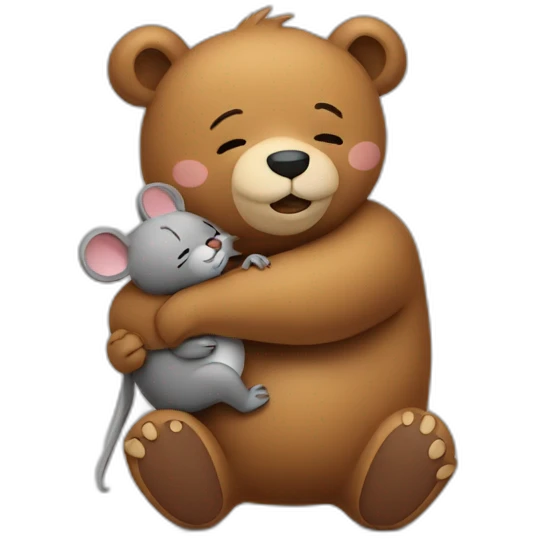bear hugging a mouse emoji