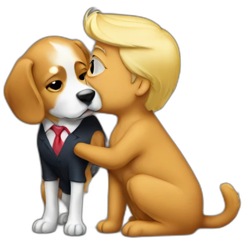 trump kissing a dog emoji