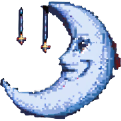first quarter moon with a smiling face, simple, expressive emoji