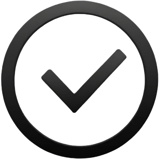 Black circle with a check mark on it emoji