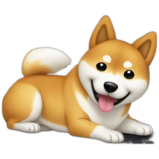 Shiba on a computer emoji