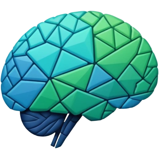 Geometric brain icon, YouTube triangle play button merged with neural network pattern, abstract minimalist design, vector art, vibrant colors, tech-inspired, clean lines, square format for app icon emoji