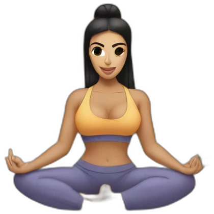 Kim Kardashian doing Yoga on a Big buff Gorilla emoji