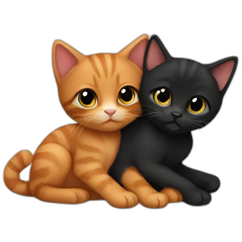 ginger and black kittens cuddling  emoji