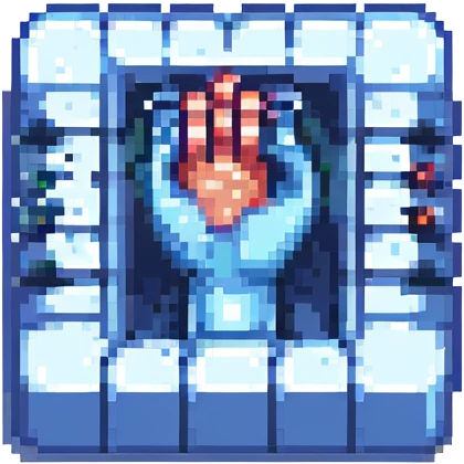hands holding cell bars pixel art style emoji
