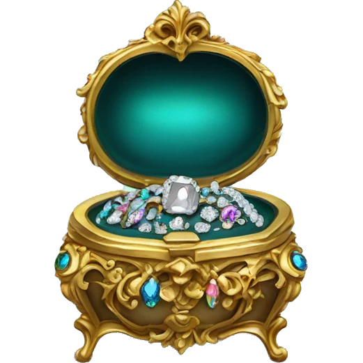 rococo style jewelry box filled with jewels and diamonds emoji