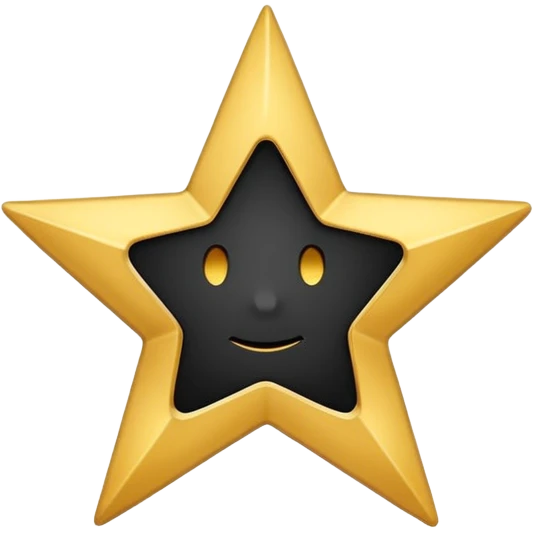 Create a high-quality emoji icon with a black circular background, a white five-pointed star in the center, and a thin golden outline around the circle. The design should be minimalistic, modern, and in emoji style, suitable for use in messaging apps. emoji