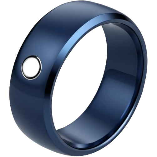 smart tech ring in #232952 (dark blue) color. Plain band with sensors visible inside emoji
