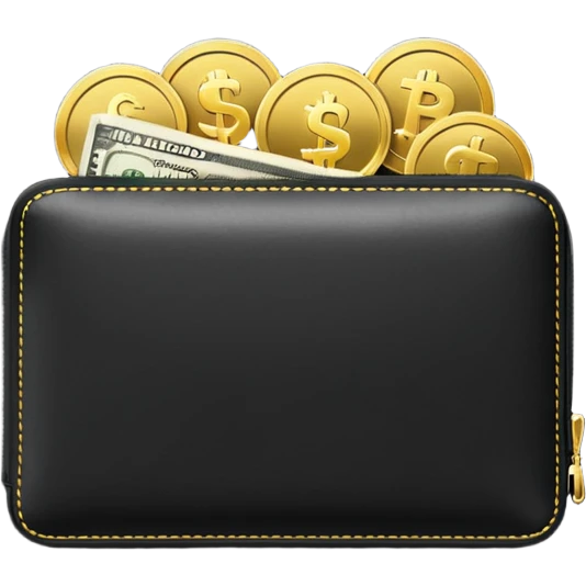 Christmas money emoji, black wallet with cash, luxury 3D emoji style, festive vibe, clean, no background
 emoji