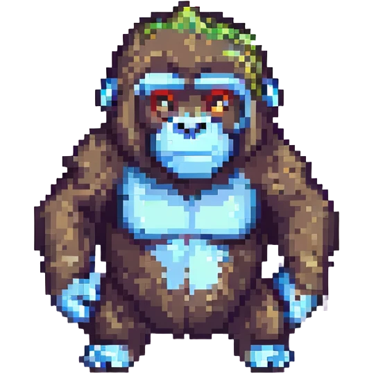 cute gorilla pixel art style emoji