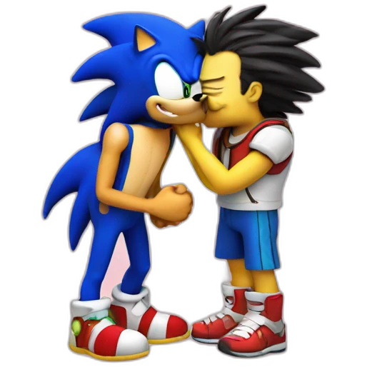 Sonic kissing spongebob emoji