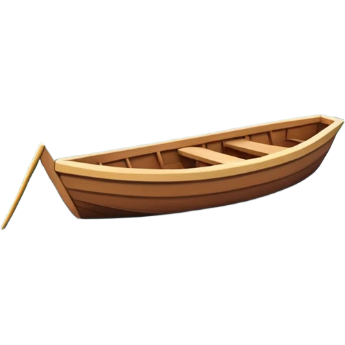 A 3D cartoon small boat floating on estuary water, with nearby reeds and horizon in view, bright lighting, photo frame with border, Memoji-style. emoji