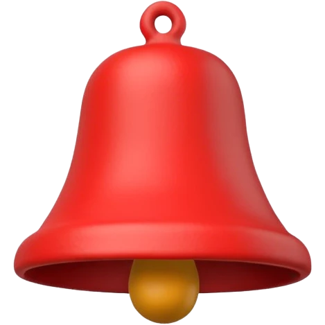 3D red bell made of plasticine emoji
