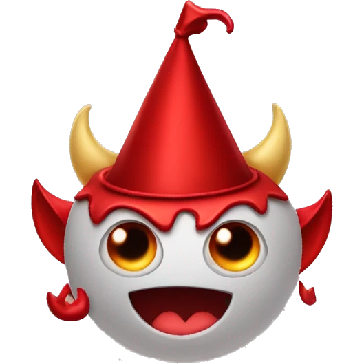 Devil emoji with party hats instead of horns emoji