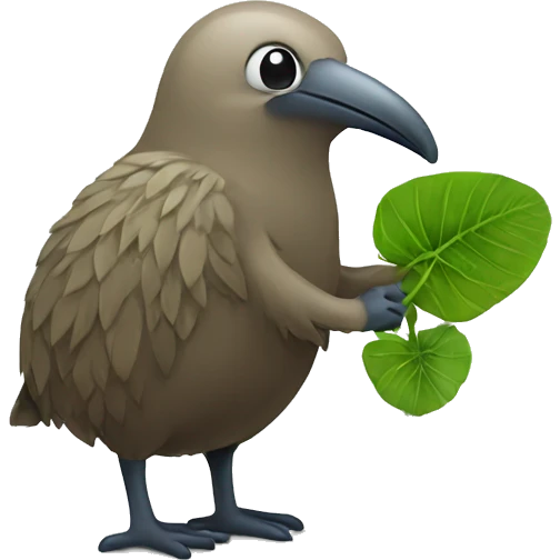 Kiwi bird with a plant in its hand emoji
