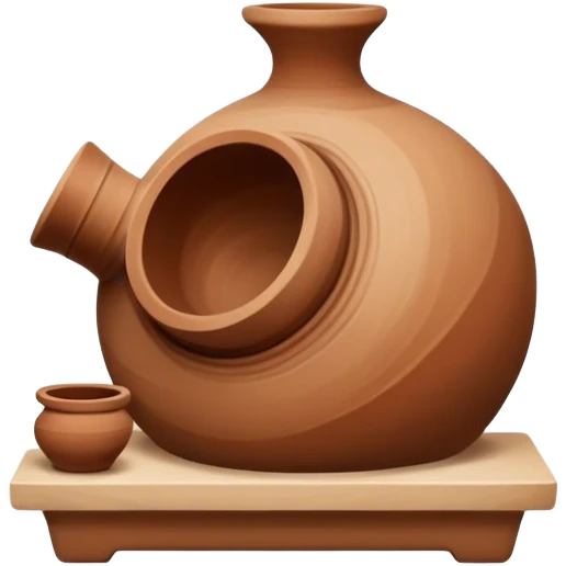Pottery, clay sculpture, pottery wheel, earthy tones, simple design, minimalistic, on a white background, no extra details emoji