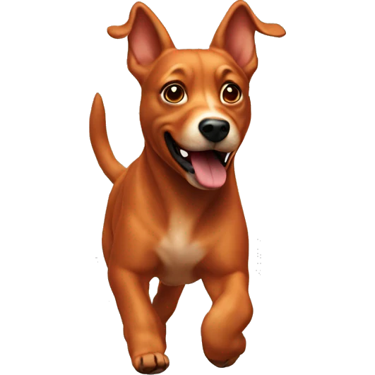 realistic solid red dog with pointed ears running emoji