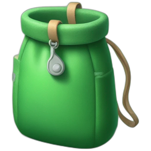 Small green chalk climbing bag, with chalk in it emoji