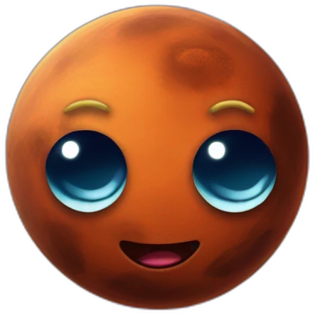 planet Mars with a cartoon joyous face with big thoughtful eyes emoji