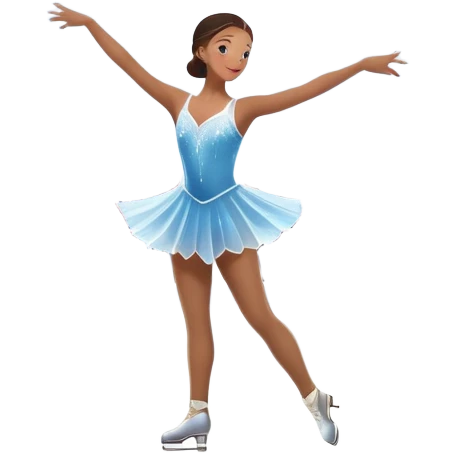 An icon showing a scenic ice rink with figure skater performing elegant moves under soft spotlight beams. Surrounded by audience stands and shimmering ice, the scene reflects harmony, grace, and the magic of figure skating. Transparent background included emoji