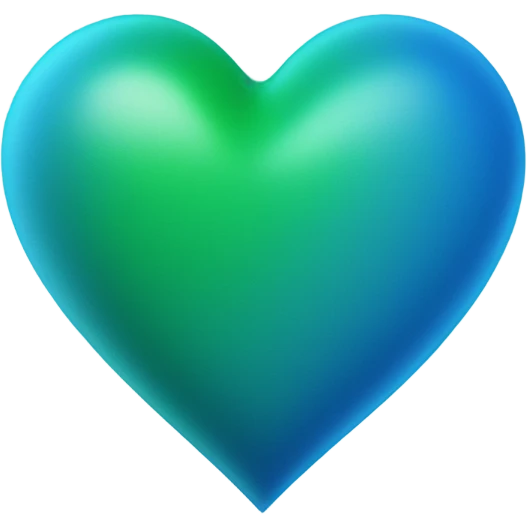 Heart in blue mixed with green colour emoji