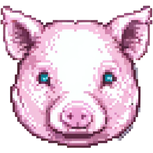 simple pig head, pixel art style emoji