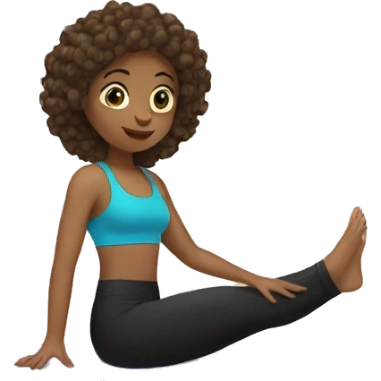 Light brown and black haired girl doing Pilates emoji
