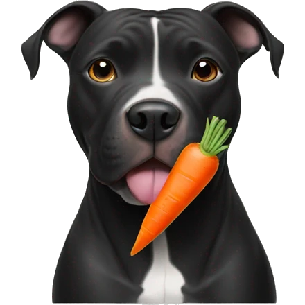 black pit bull dog eating a carrot emoji