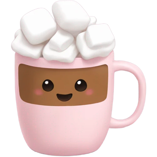 Light Pink mug of hot chocolate with marshmallows  emoji