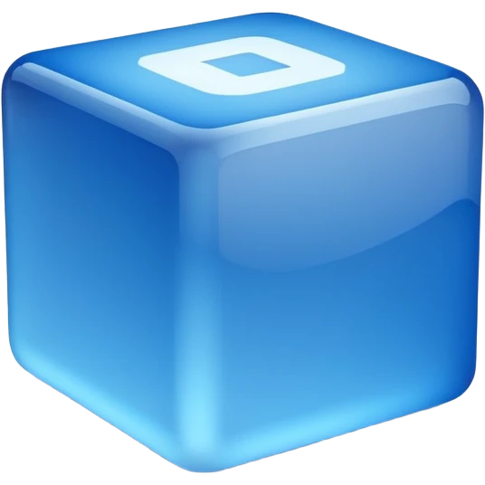 computer screen showing a 3D cube emoji