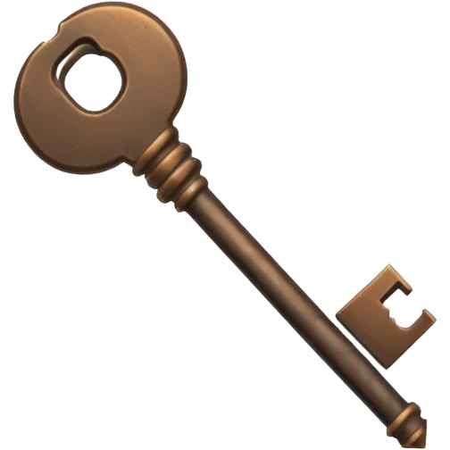 iOS style emoji, minimal ancient key, dark fantasy emoji