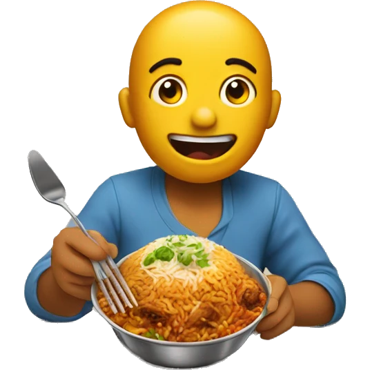 smiley eating a biryani emoji
