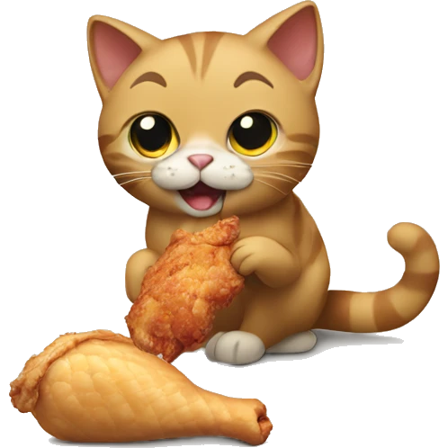 Cat eating chicken  emoji