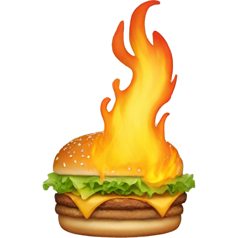 Burger on fire emoji