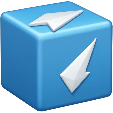 create an emoji with a tilted blue box with a white arrow in it make sure its kinda small 2d emoji