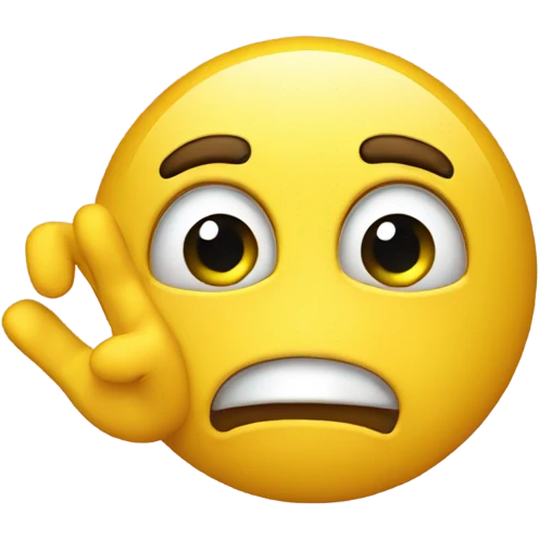 yellow simple emoji with a hand at ear that is eavesdropping emoji