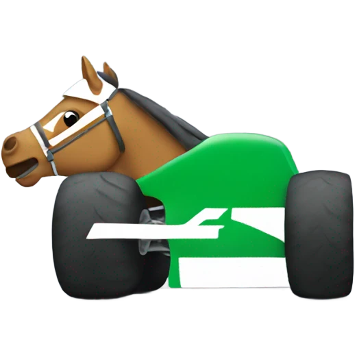 A horse hugging a formula 1 car emoji