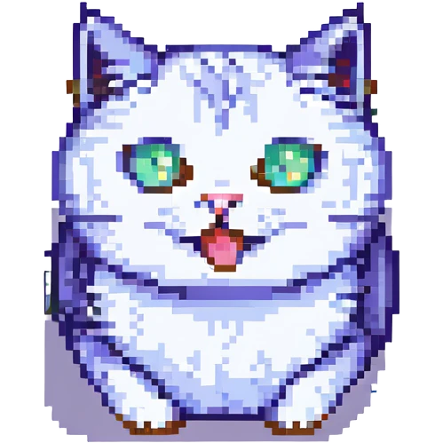 funny cat pixel art making a silly face emoji