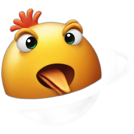 planet Saturn with a cartoon thinking chicken face emoji