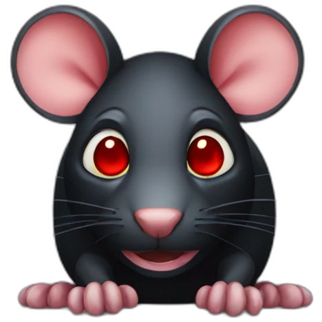 Black rat with red eyes emoji