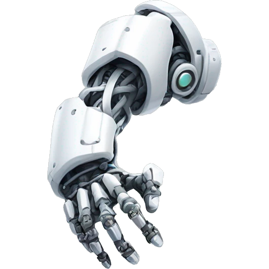White mechanical cyborg arm and bicep emoji