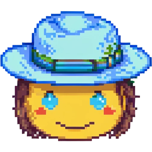 emoji head in blue panama hat emoji
