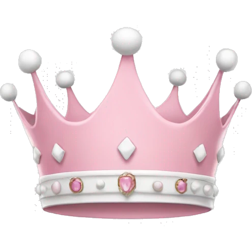 White and pastel pink crown emoji